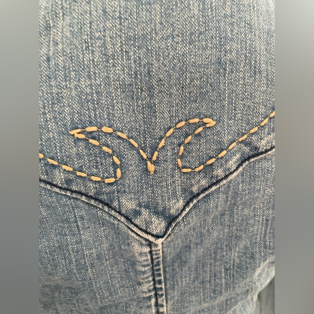 American Vintage  y2k boho  coastal cowgirl Light Blue Jean Jacket size M - Picture 7 of 9